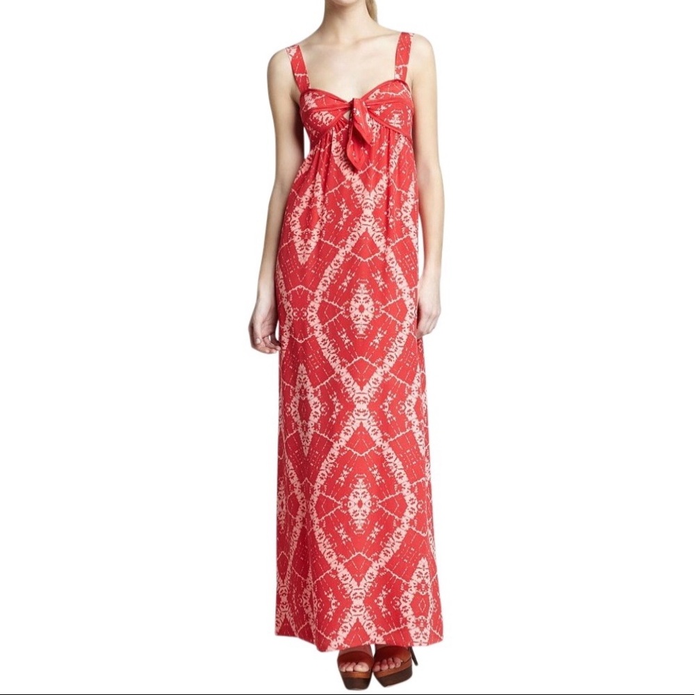 Rebecca Taylor Red and Cream Printed Maxi Dress